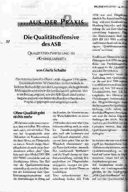 Vorschauseite 1: Die Qualitätsoffensive des ASB Qualitätsentwicklung ist Knibbelsarbeit
