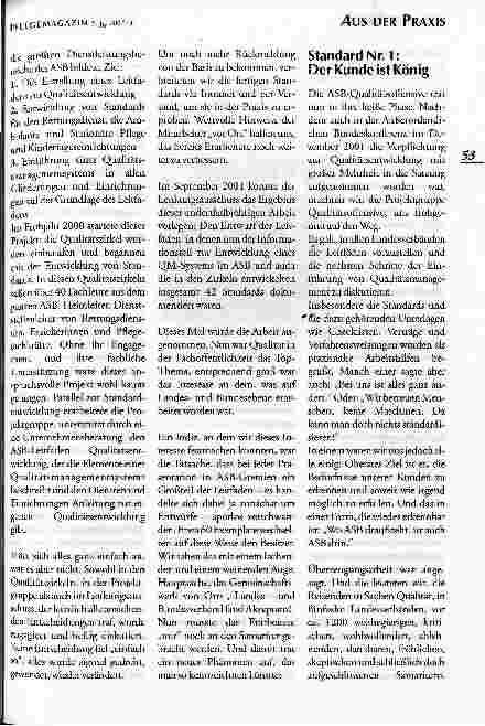 Vorschauseite 2: Die Qualitätsoffensive des ASB Qualitätsentwicklung ist Knibbelsarbeit