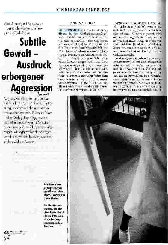 Vorschauseite 1: Subtile Gewalt - Ausdruck verborgener Aggressionen Vom Umgang mit Aggression in der Kinderkrankenpflege - eine HöFa-1- Arbeit