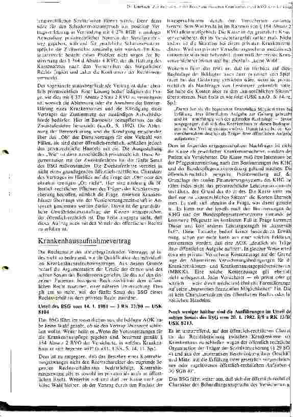 Vorschauseite 3: Zur Rechtsnatur der Beziehung zwischen Krankenhaus und RVO Krankenkassen