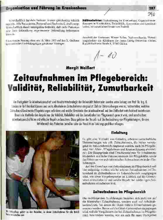Vorschauseite 1: Zeitaufnahmen im Pflegebereich: Validität, Reliabilität, Zumutbarkeit
