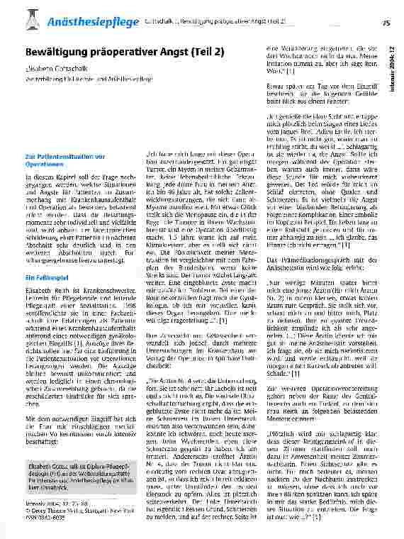Vorschauseite 1: Bewältigung präoperativer Angst Teil 2