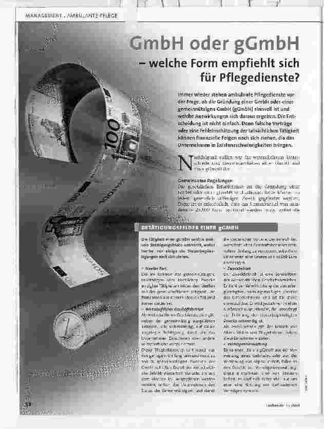 Vorschauseite 1: GmbH oder gGmbH - welche Form empfiehlt sich für Pflegedienste?