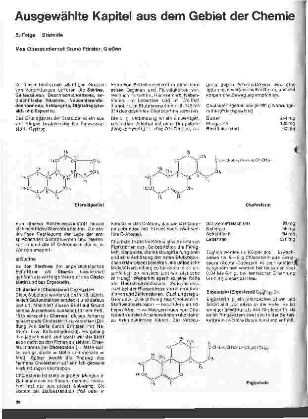 Vorschauseite 1: Ausgewählte Kapitel aus der Chemie 5. Folge: Steroide