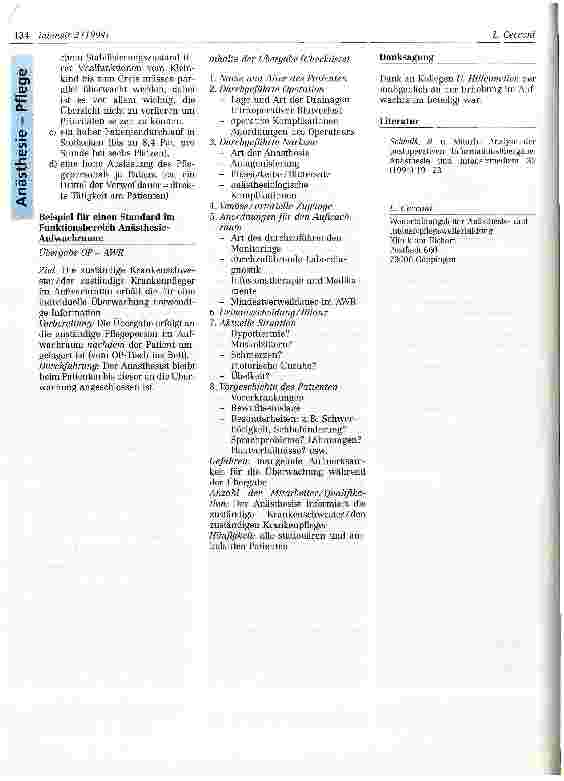 Vorschauseite 4: Die postoperative Aufwachphase Dokumentation, Leistungserfassung + Qualitätssicherung im Aufwachraum aus pflegerischer Sicht
