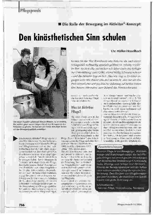 Vorschauseite 1: Den kinästhetischen Sinn schulenDie Rolle der Bewegung im Aktivitas®-Konzept: