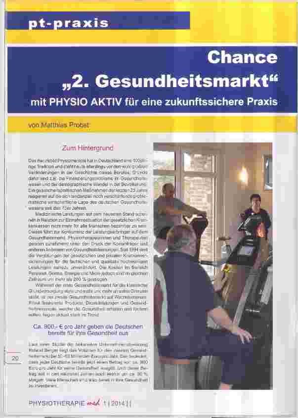 Vorschauseite 1: Chance „2. Gesundheitsmarkt mit PHYSIO AKTIV für eine zukunftssichere Praxis