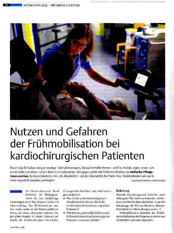 Vorschauseite 1: Nutzen und Gefahren der Frühmobilisation bei kardiochirurgischen Patienten