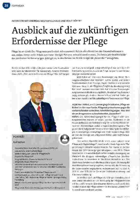 Vorschauseite 1: Ausblick auf die zukünftigen Erfordernisse der Pflege