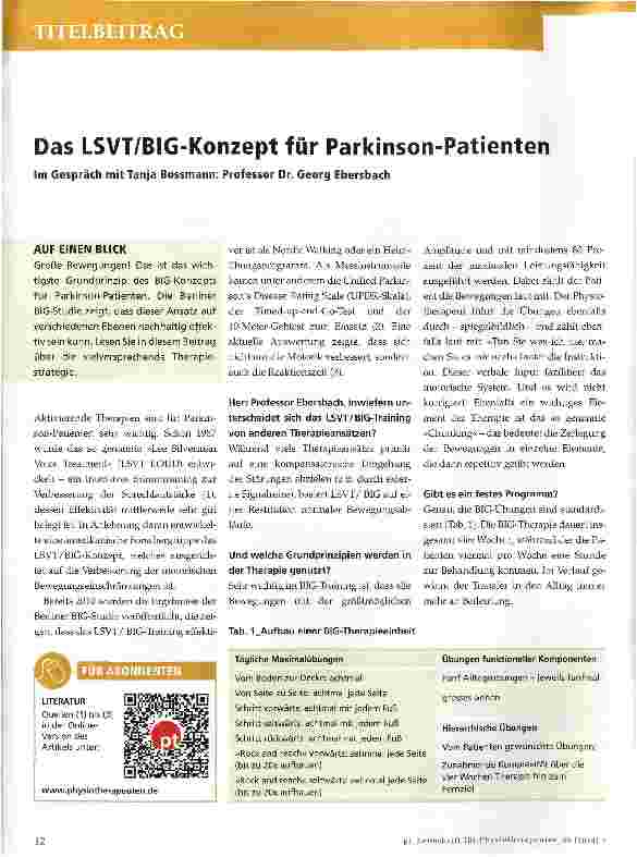 Vorschauseite 1: Das LSVT/BIG-Konzept für Parkinson-Patienten