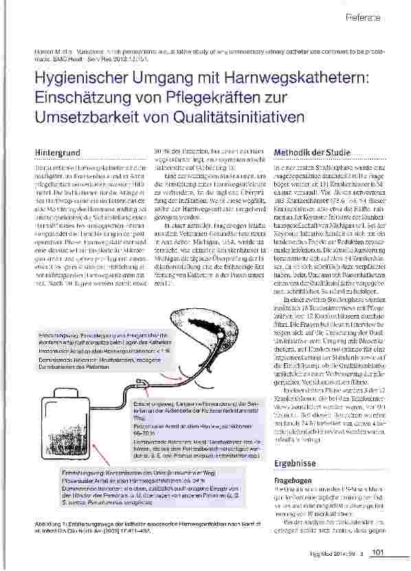 Vorschauseite 1: Hygienischer Umgang mit Harnwegskathetern: Einschätzung von Pflegekräften zur Umsetzbarkeit von Qualitätsinitiativen