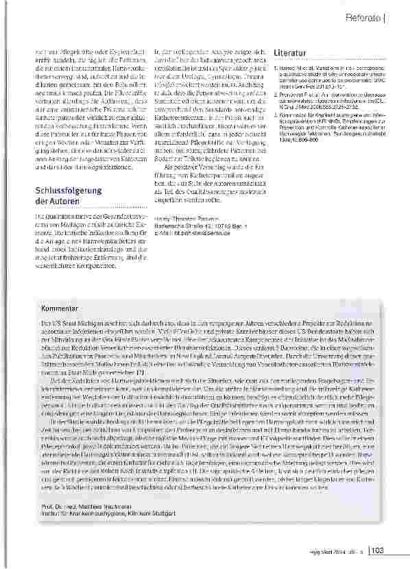 Vorschauseite 3: Hygienischer Umgang mit Harnwegskathetern: Einschätzung von Pflegekräften zur Umsetzbarkeit von Qualitätsinitiativen