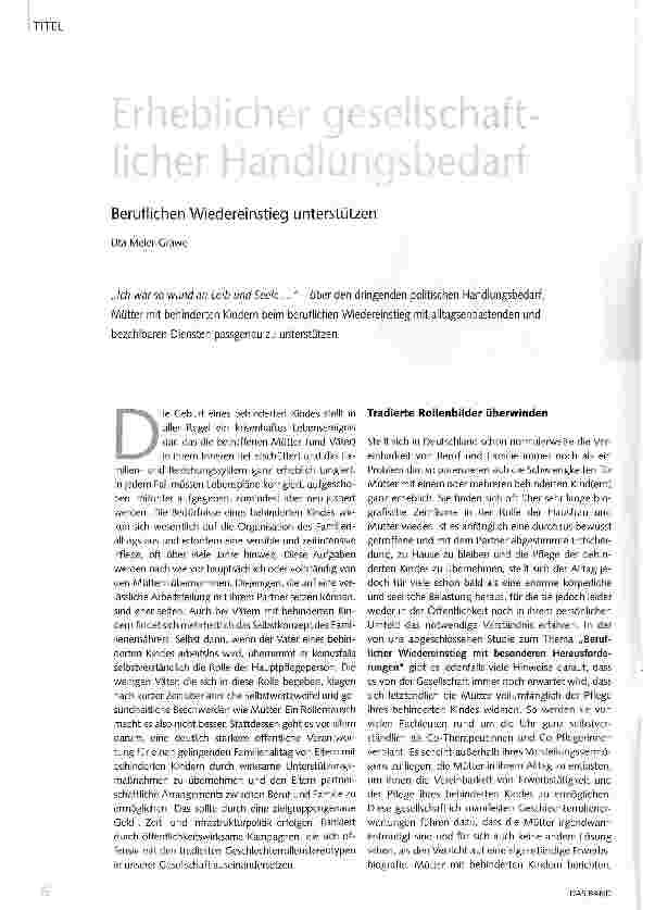 Vorschauseite 1: Erheblicher gesellschaftlicher Handlungsbedarf