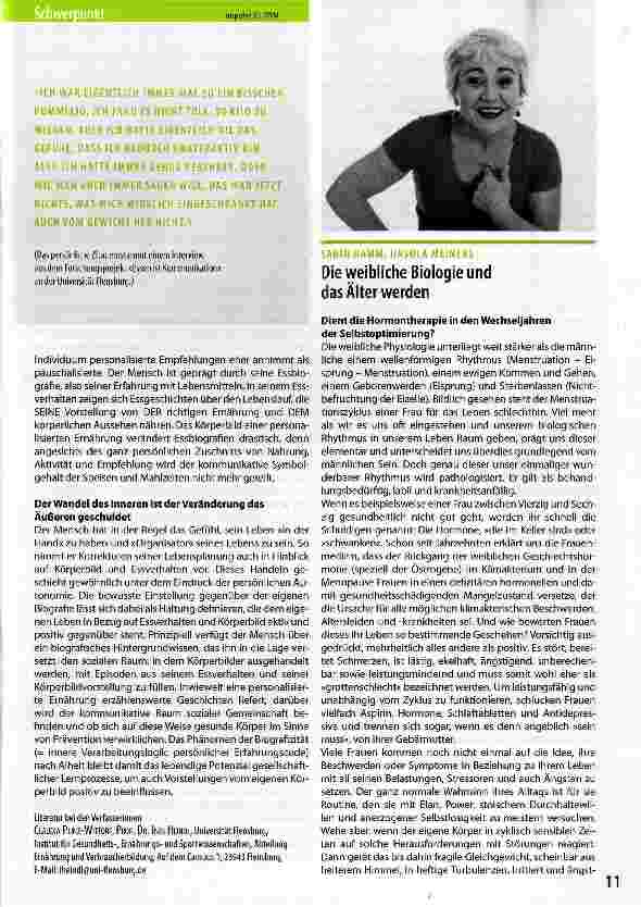 Vorschauseite 1: Die weibliche Biologie und das Älter werden