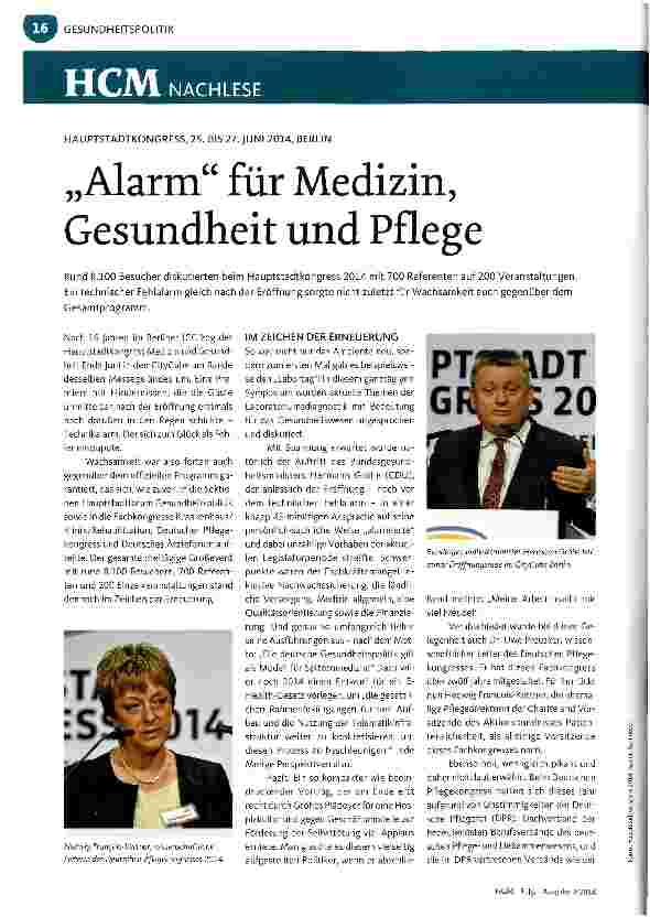 Vorschauseite 1: Alarm für Medizin, Gesundheit und Pflege