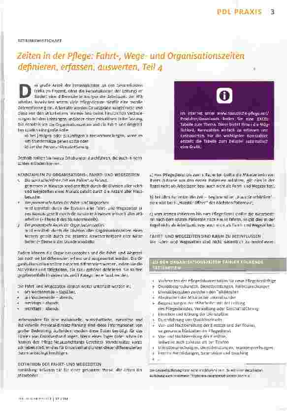 Vorschauseite 1: Zeiten in der Pflege: Fahrt-, Wegeund Organisationszeiten definieren, erfassen, auswerten, Teil 4
