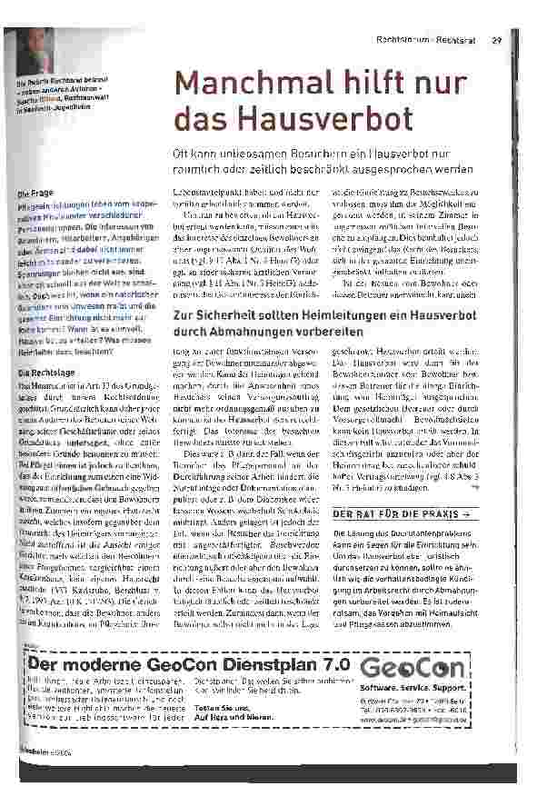 Vorschauseite 1: Manchmal hilft nur das Hausverbot