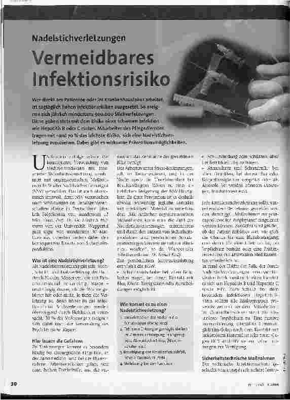 Vorschauseite 1: Vermeidbares Infektionsrisiko
