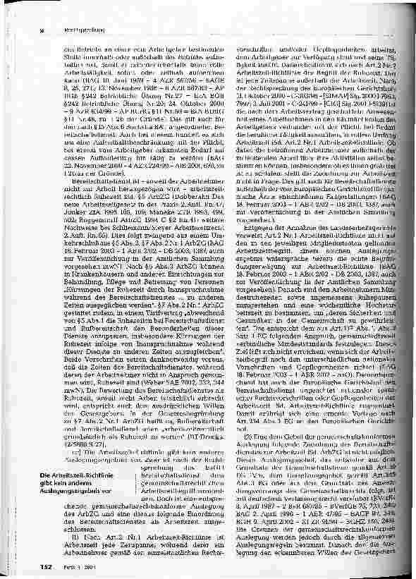 Vorschauseite 4: Bereitschaftsdienst als Arbeitszeit; Vergütungspflicht Bundesarbeitsgericht, Urteil vom 5. Juni 2003