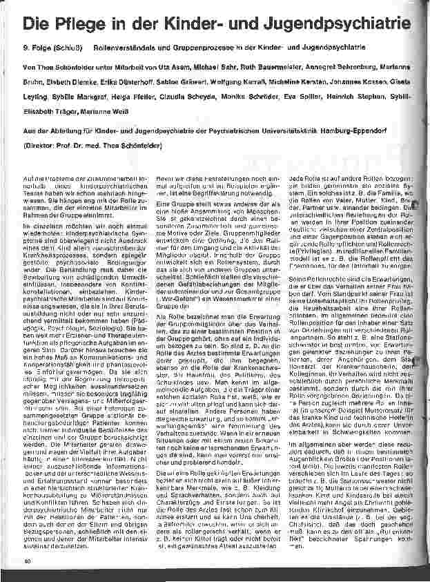 Vorschauseite 1: Die Pflege in der Kinderund Jugendpsychiatrie 9. Folge: (Schluß)