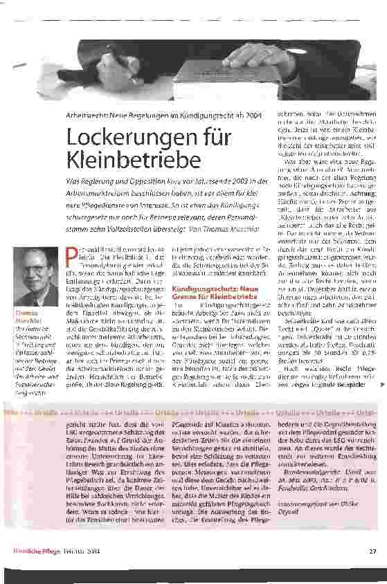 Vorschauseite 1: Lockerungen für Kleinbetriebe