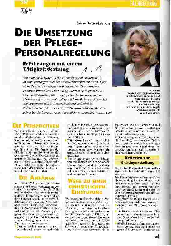 Vorschauseite 1: Die Umsetzung der Pflege-Personalregelung Erfahrungen mit einem Tätigkeitskatalog