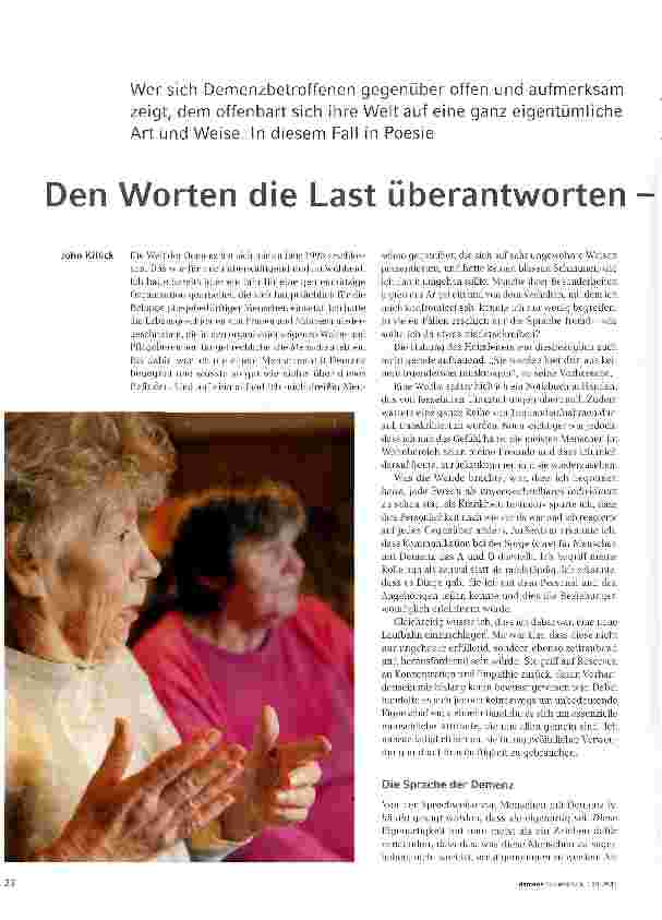 Vorschauseite 1: Den Worten die Last überantworten - Lyrik und Demenz