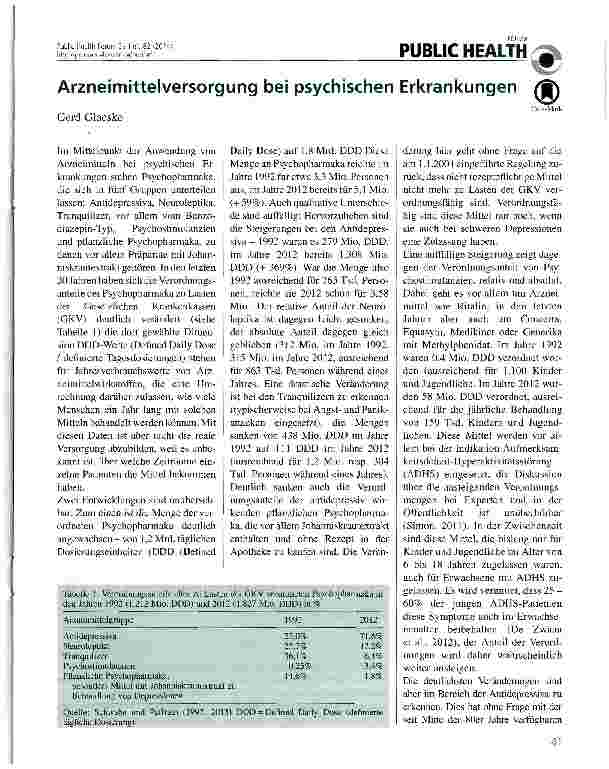 Vorschauseite 1: Arzneimittelversorgung bei psychischen Erkrankungen