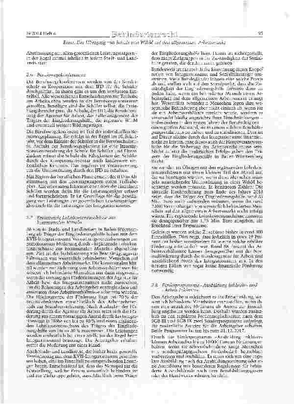 Vorschauseite 3: Der Übergang von der Schule und der Werkstatt für behinderte Menschen auf den allgemeinen Arbeitsmarkt - Erfahrungen aus Baden-Württemberg