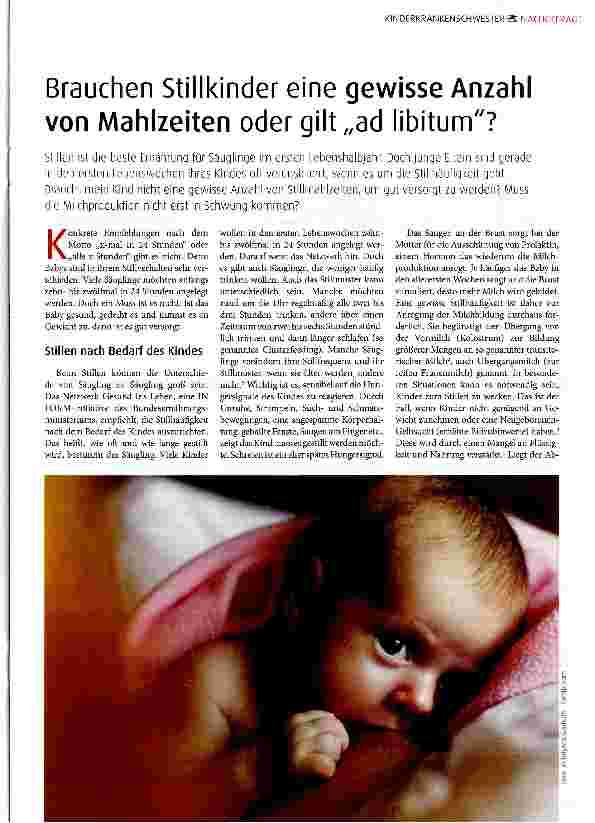 Vorschauseite 1: Brauchen Stillkinder eine gewisse Anzahl von Mahlzeiten oder gilt „ad libitum?