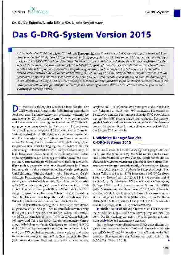 Vorschauseite 1: Das C-DRG-System Version 2015