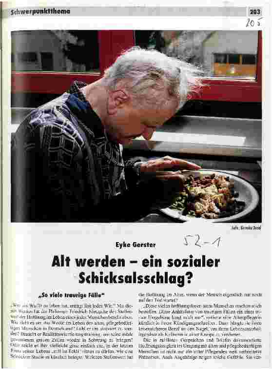 Vorschauseite 1: Alt werden - ein sozialer Schicksalsschlag?
