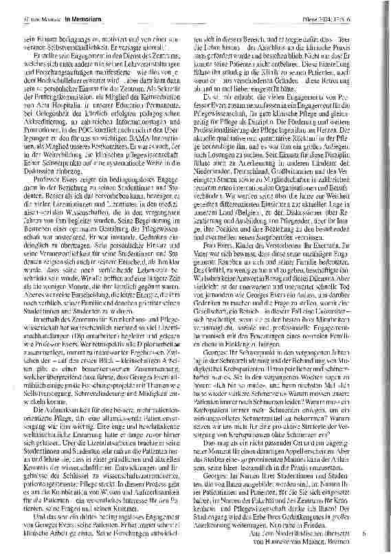 Vorschauseite 2: Professor Dr. Georges C. M. Evers In Memoriam