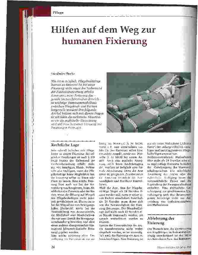 Vorschauseite 1: Hilfen auf dem Weg zur humanen Fixierung