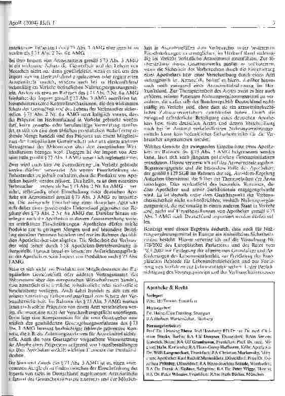 Vorschauseite 3: Import von Nahrungsergänzungsmitteln durch den Apotheker gemäß § 73 Abs. 3 AMG