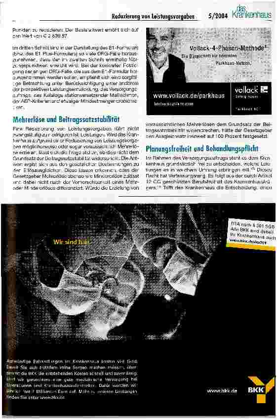 Vorschauseite 5: Die Reduzierung von Leistungsvorgaben - ein zentrales Verhandlungsgebot 2004