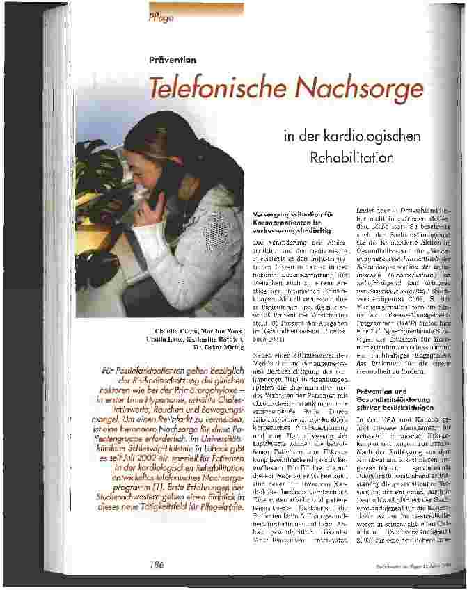 Vorschauseite 1: Telefonische Nachsorge in der kardiologischen Rehabilitation