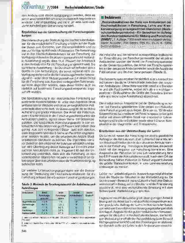 Vorschauseite 4: Die Bedeutung der Hochschulambulanzenfür Versorgung, Forschung und Lehre - Ergebnisse der Studie
