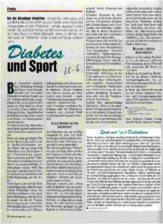 Vorschauseite 1: Diabetes und Sport Auf die Belastung einstellen
