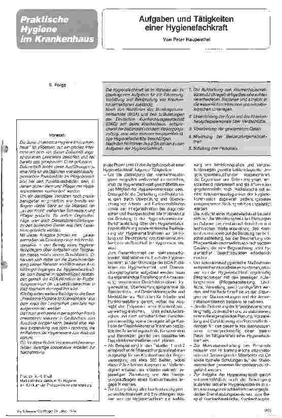 Vorschauseite 1: Aufgaben und Tätigkeiten einer Hygienefachkraft