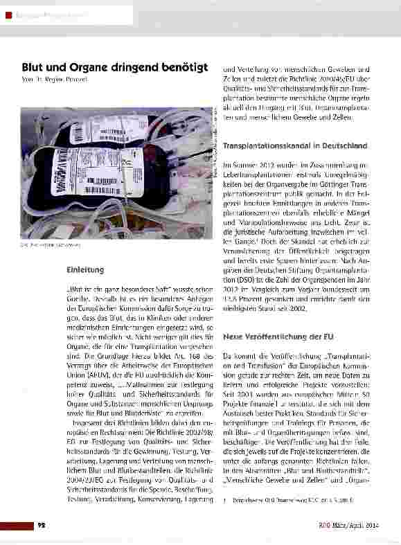 Vorschauseite 1: Blut und Organe dringend benötigt