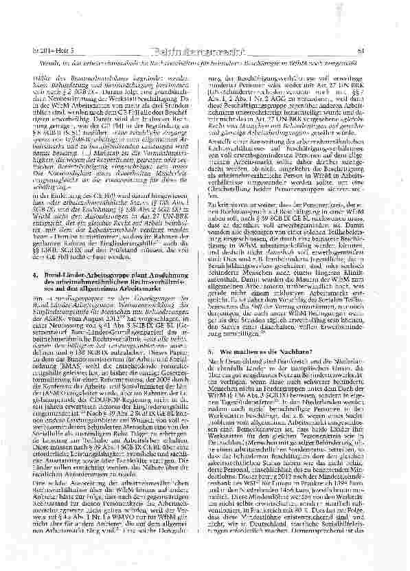 Vorschauseite 3: Ist das arbeitnehmerähnliche Rechtsverhältnis für behinderte Beschäftigte in Werkstätten für behinderte Menschen noch zeitgemäß?