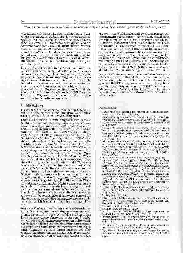 Vorschauseite 6: Ist das arbeitnehmerähnliche Rechtsverhältnis für behinderte Beschäftigte in Werkstätten für behinderte Menschen noch zeitgemäß?