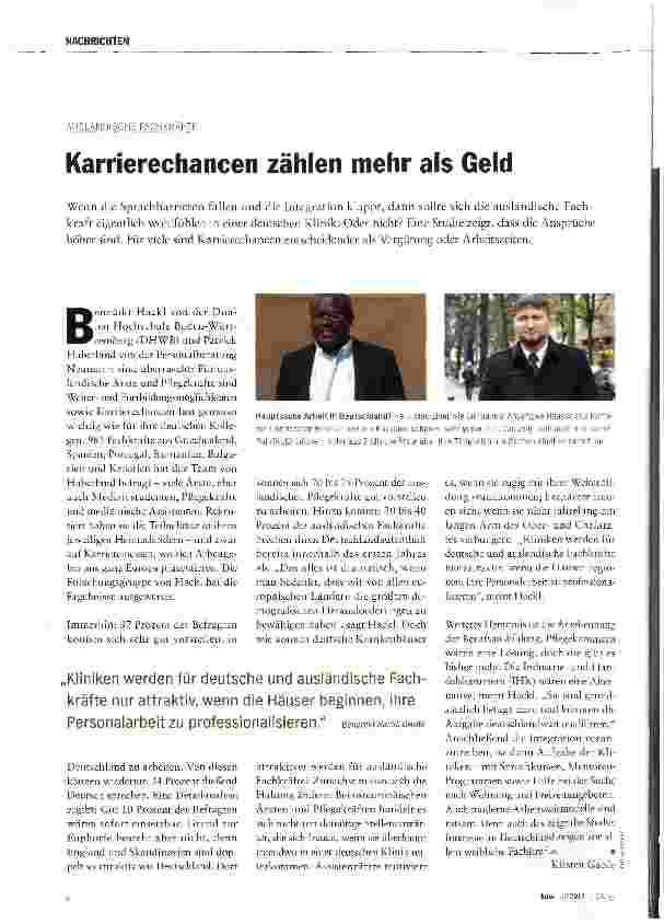 Vorschauseite 1: Karrierechancen zählen mehr als Geld