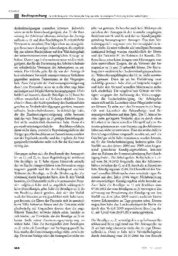 Vorschauseite 6: Zur Anfechtung einer Entscheidung der Einigungsstelle, die verweigerte Zustimmung zu einer beabsichtigten außerordentlichen Kündigung nicht zu ersetzen
