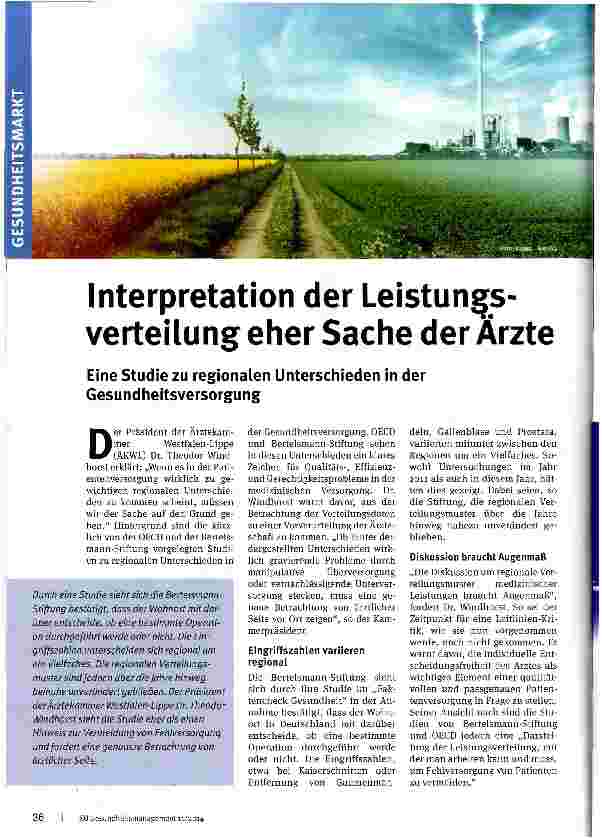 Vorschauseite 1: Interpretation der Leistungsverteilung eher Sache der Ärzte
