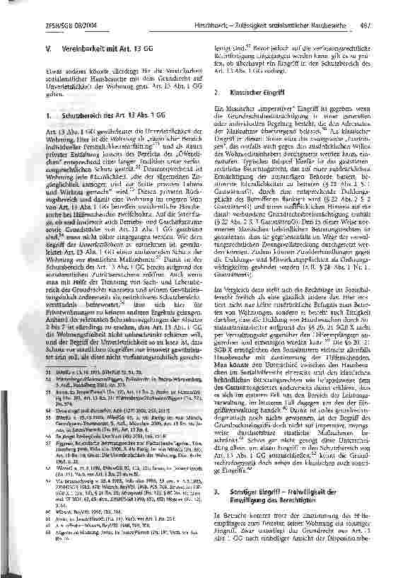 Vorschauseite 5: Zulässigkeit sozialamtlicher Hausbesuche ohne spezialgesetzliche Befugnisnorm?