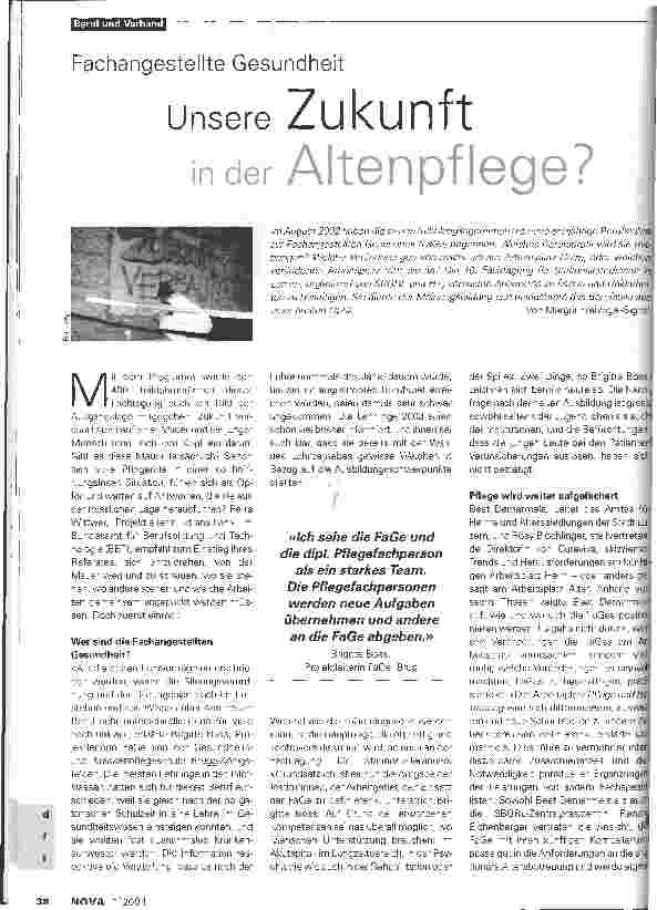 Vorschauseite 1: Unsere Zukunft in der Altenpflege?