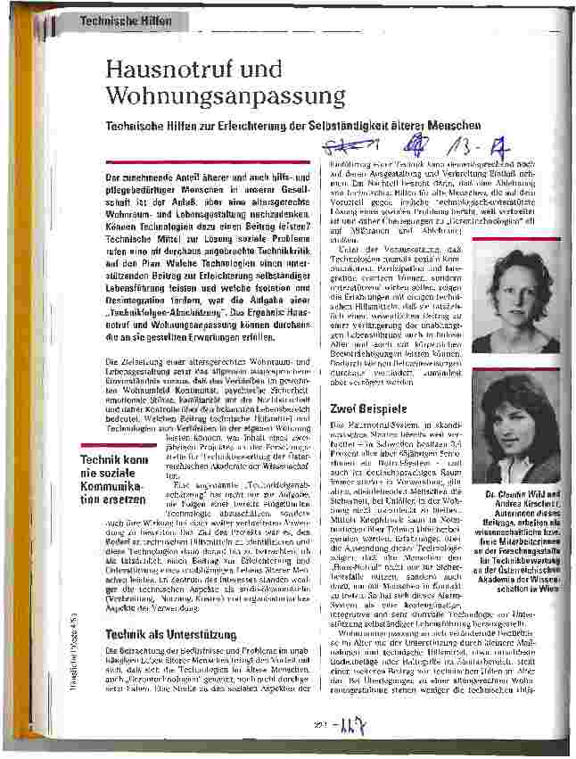 Vorschauseite 1: Hausnotruf und Wohnungsanpassung Technische Hilfen zur Erleichterung der Selbständigkeit älterer Mensch