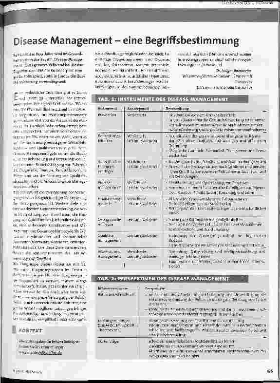 Vorschauseite 1: Disease Management - eine Begriffsbestimmung